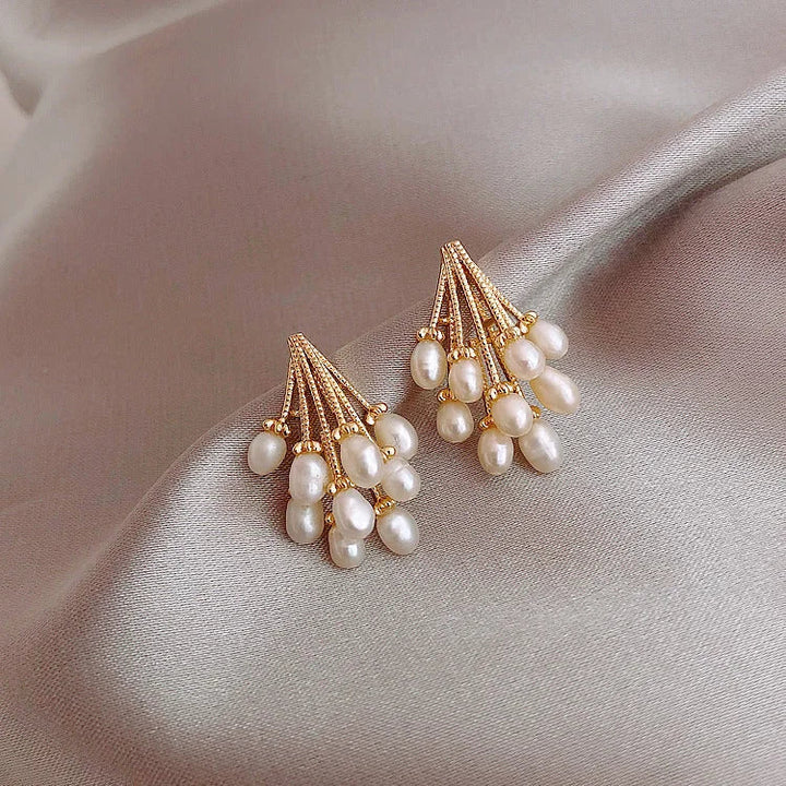 18K Gold-Plated Silver Pearl Tassel Earrings - Noelle-Nora Luxe