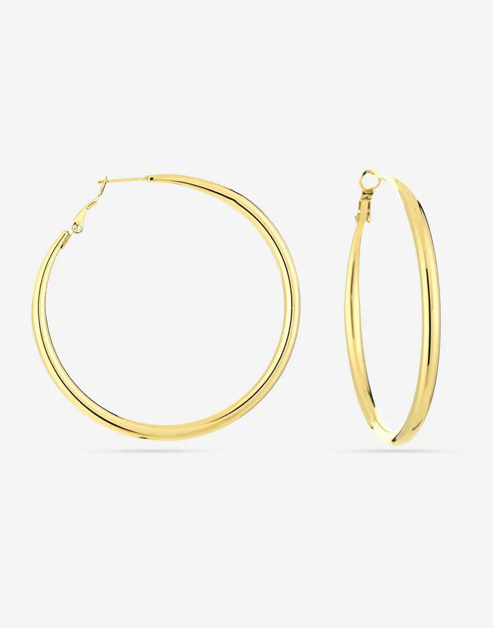 60mm Diameter Gold-Plated Hoop Earrings-Nora Luxe