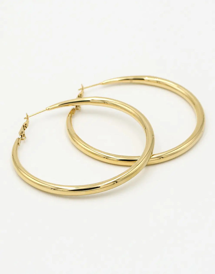 60mm Diameter Gold-Plated Hoop Earrings-Nora Luxe