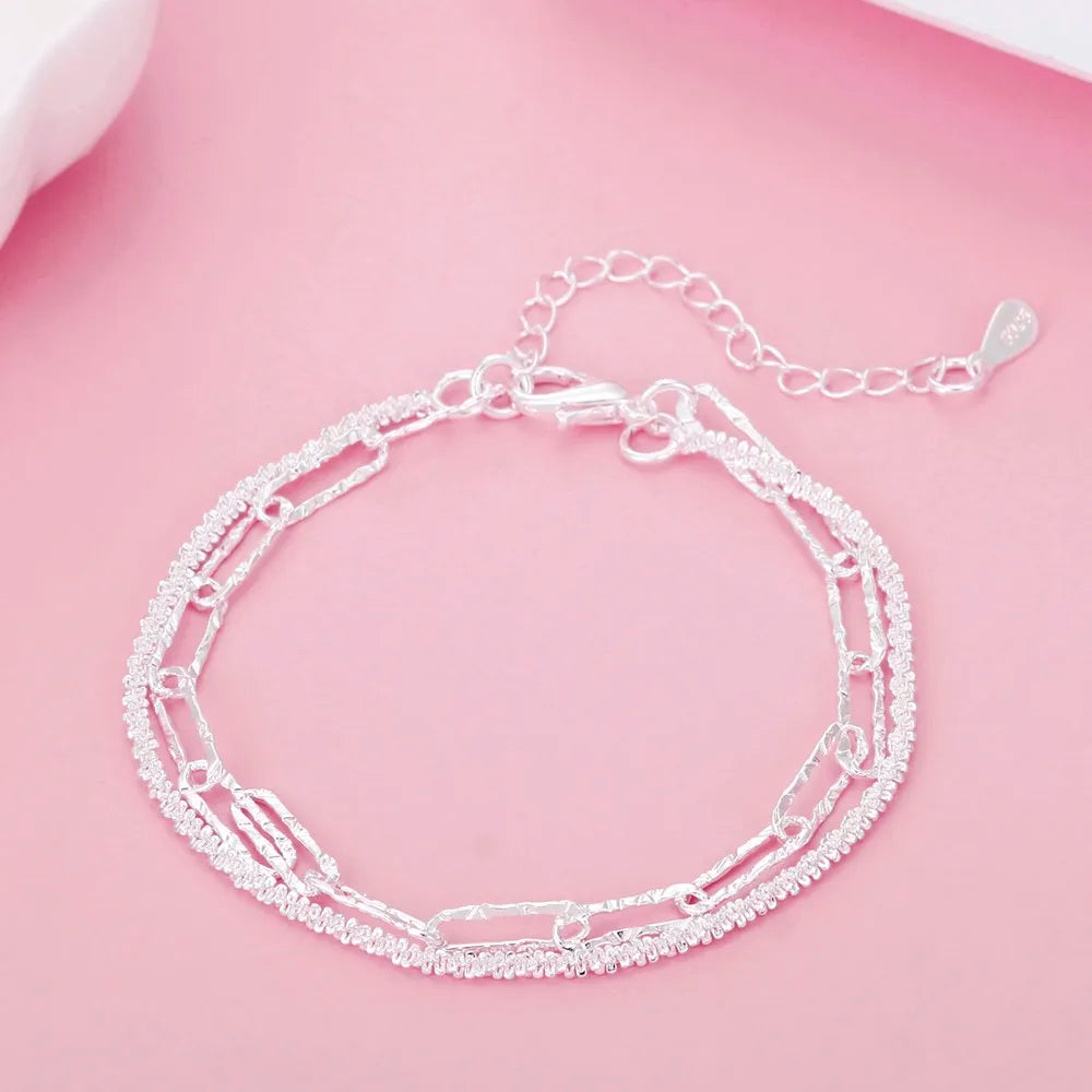 925 Sterling Silver Double Chain Bracelet-Nora Luxe
