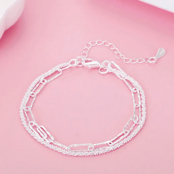 925 Sterling Silver Double Chain Bracelet-Nora Luxe