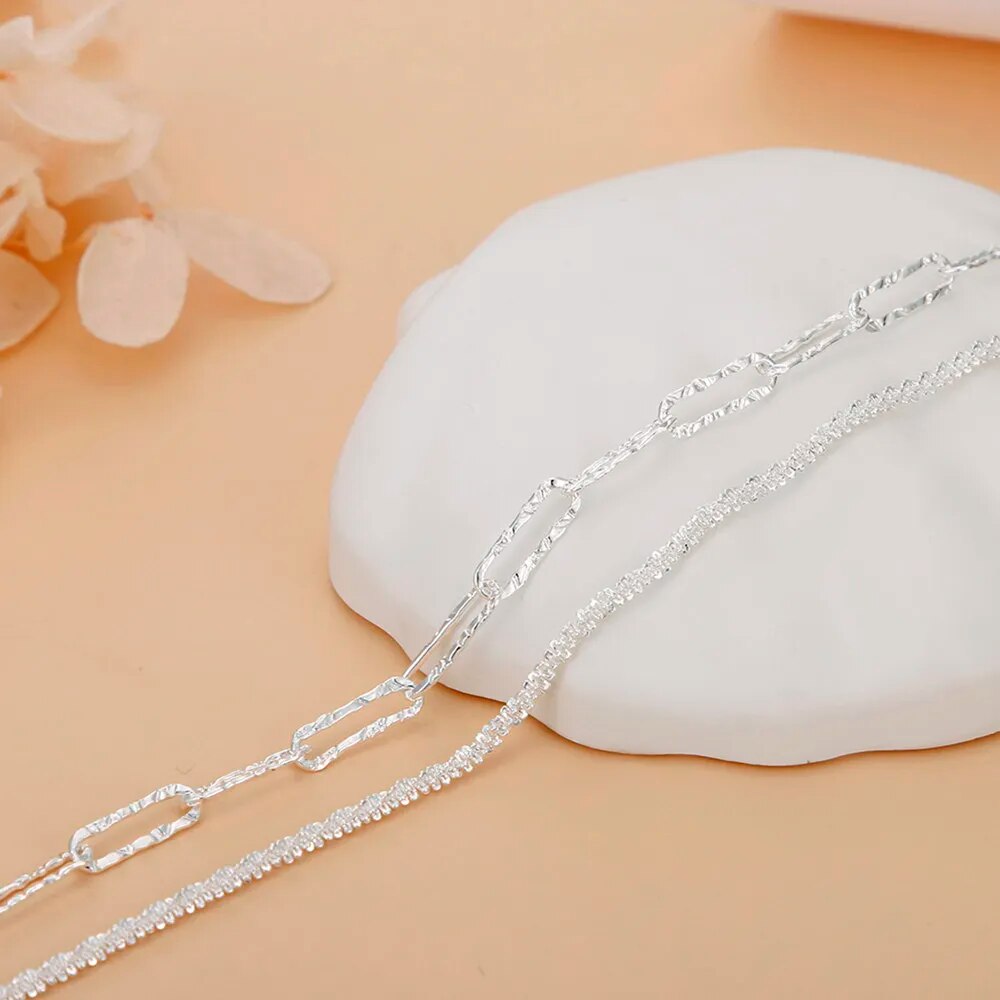 925 Sterling Silver Double Chain Bracelet-Nora Luxe