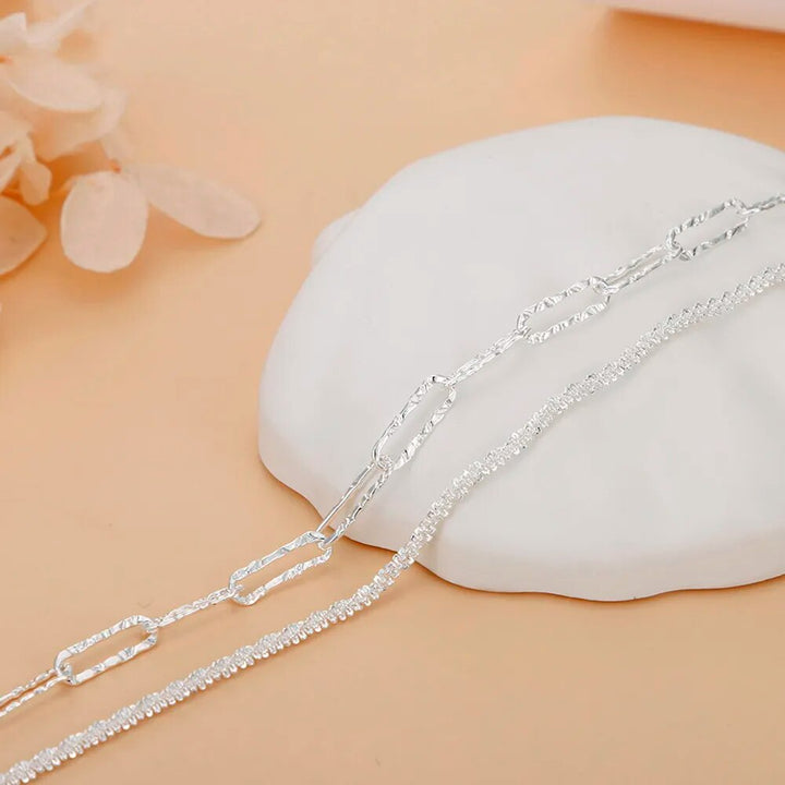 925 Sterling Silver Double Chain Bracelet-Nora Luxe