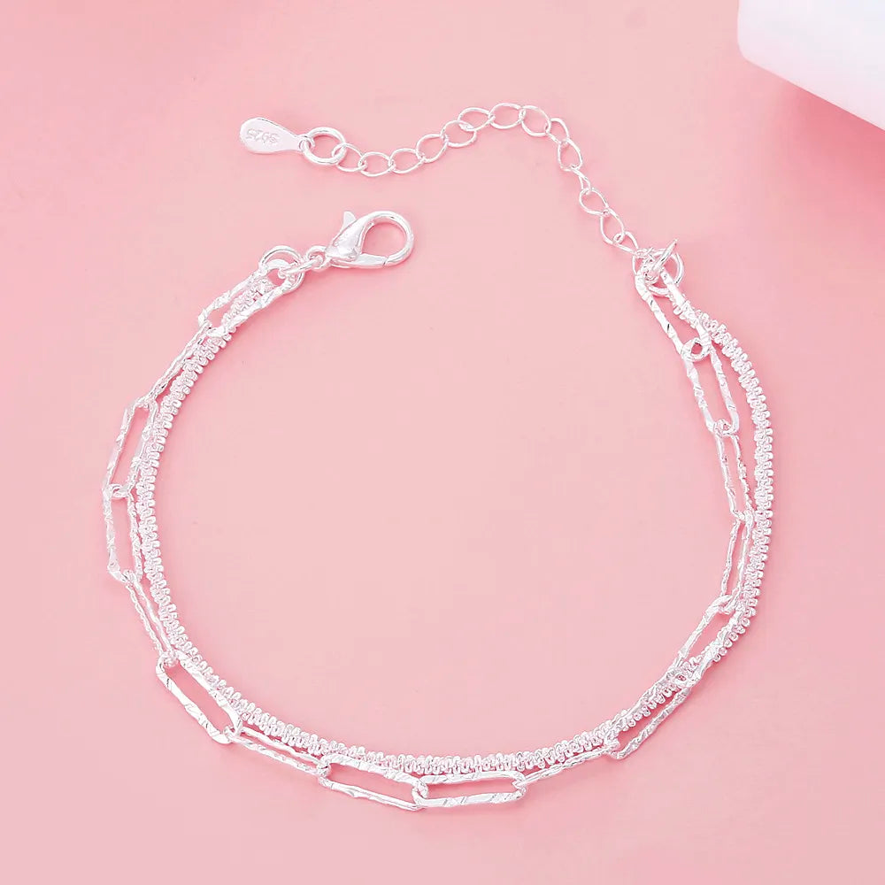 925 Sterling Silver Double Chain Bracelet-Nora Luxe