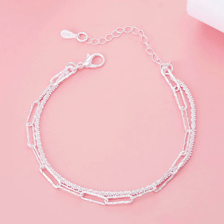 925 Sterling Silver Double Chain Bracelet-Nora Luxe