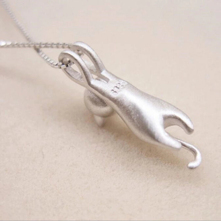 925 Sterling Silver Playful Kitty Necklace - Mia-Nora Luxe