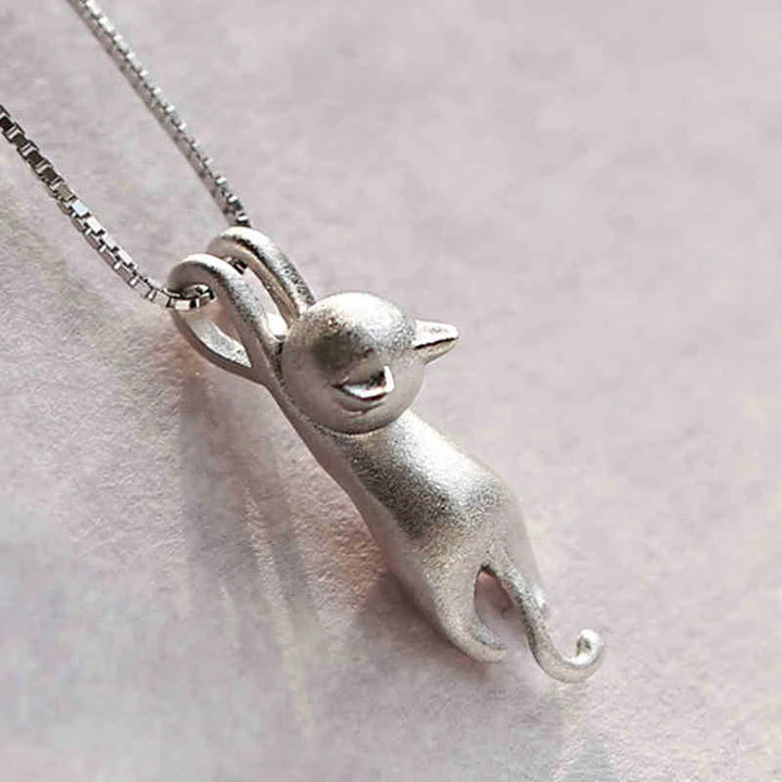 925 Sterling Silver Playful Kitty Necklace - Mia-Nora Luxe