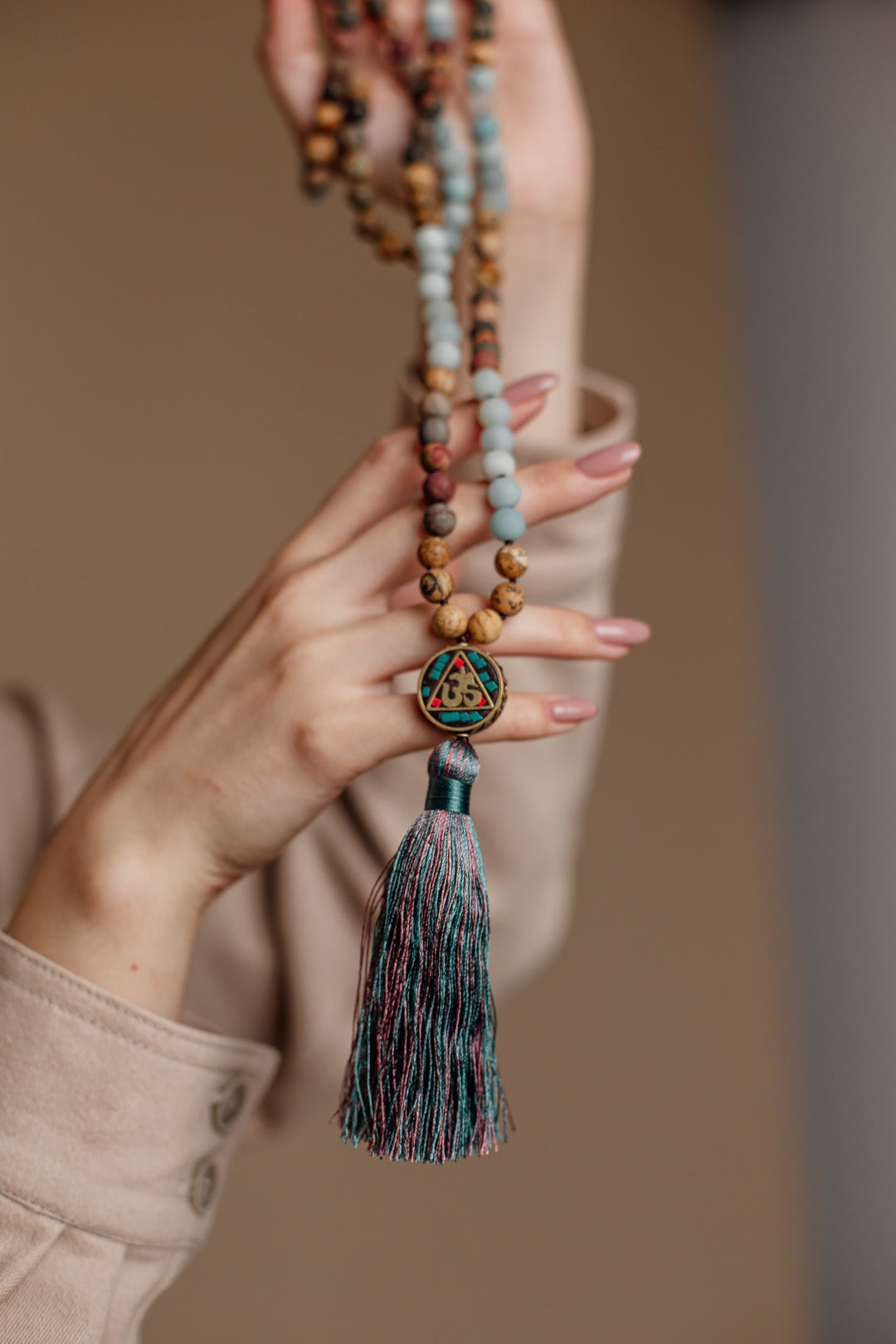 Aum Mala Bead Necklace - Anaya-Nora Luxe