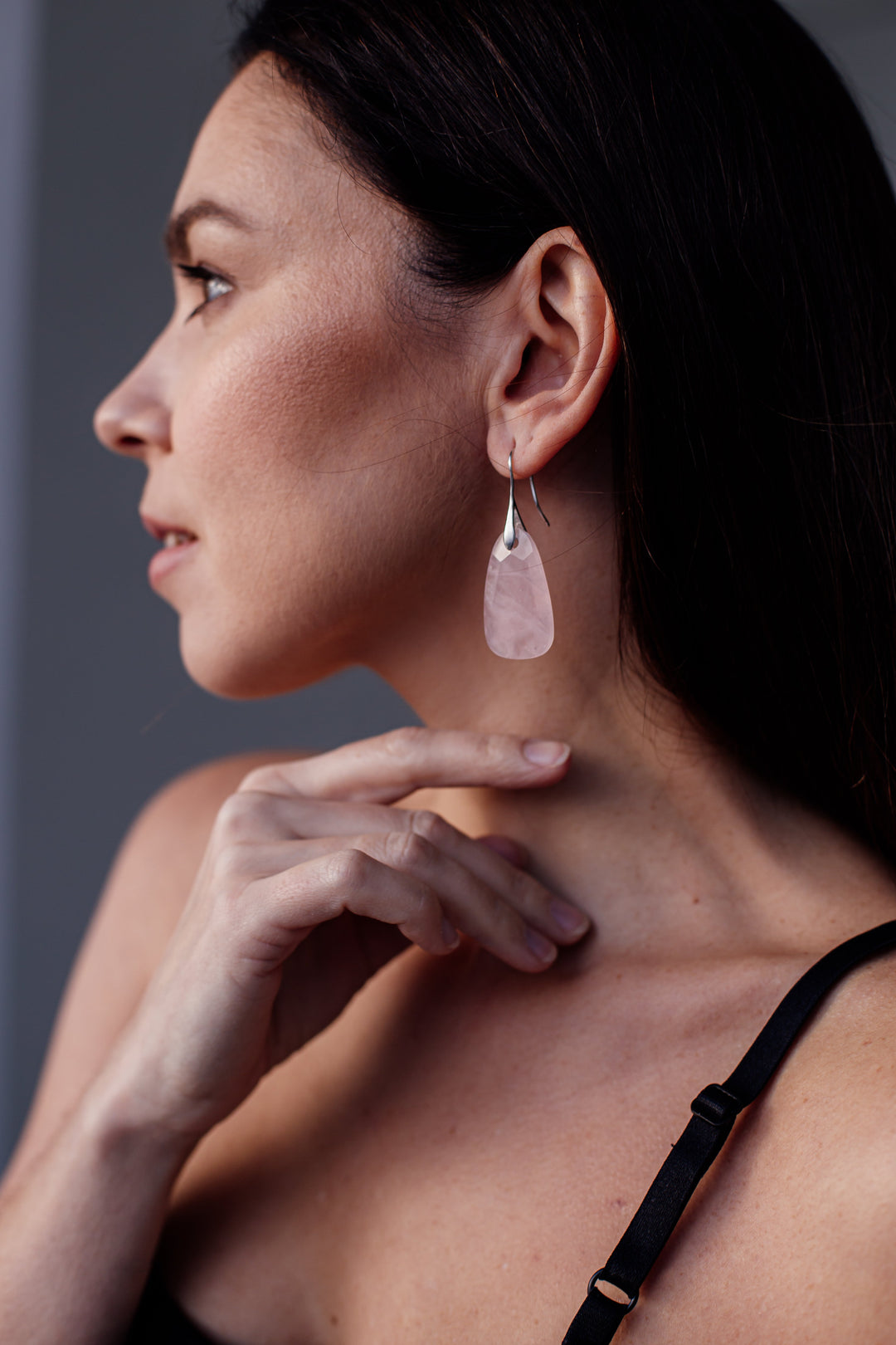 Aura Rose Quartz Protection Earrings - Ameline-Nora Luxe