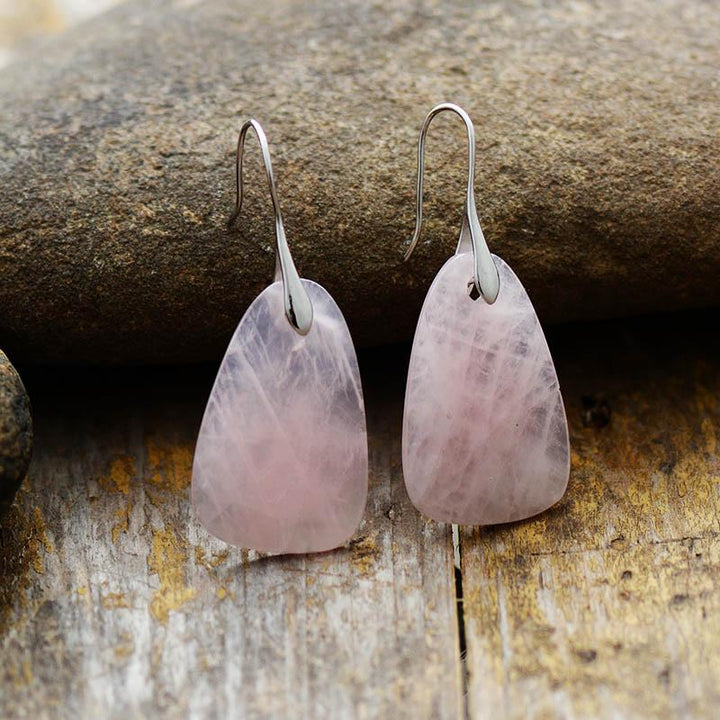 Aura Rose Quartz Protection Earrings - Ameline-Nora Luxe