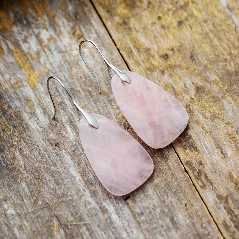 Aura Rose Quartz Protection Earrings - Ameline-Nora Luxe