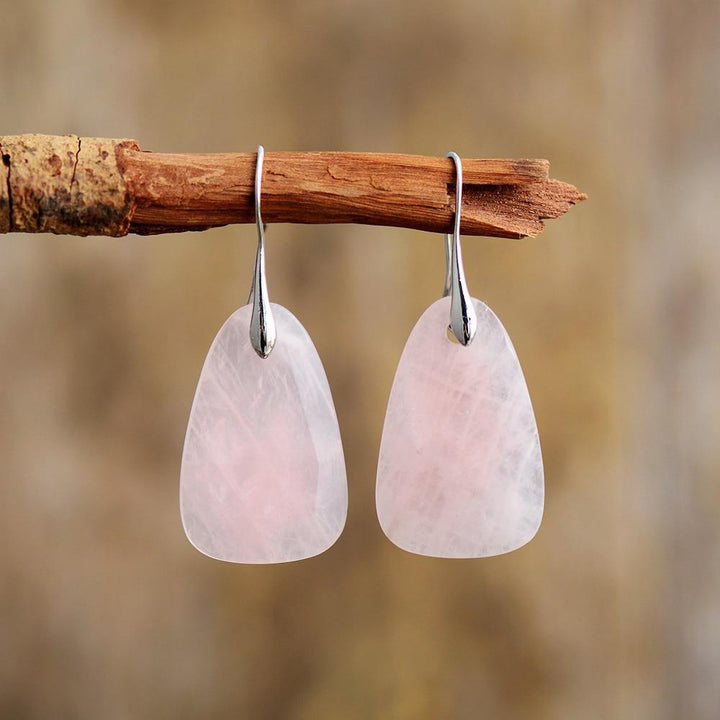 Aura Rose Quartz Protection Earrings - Ameline-Nora Luxe
