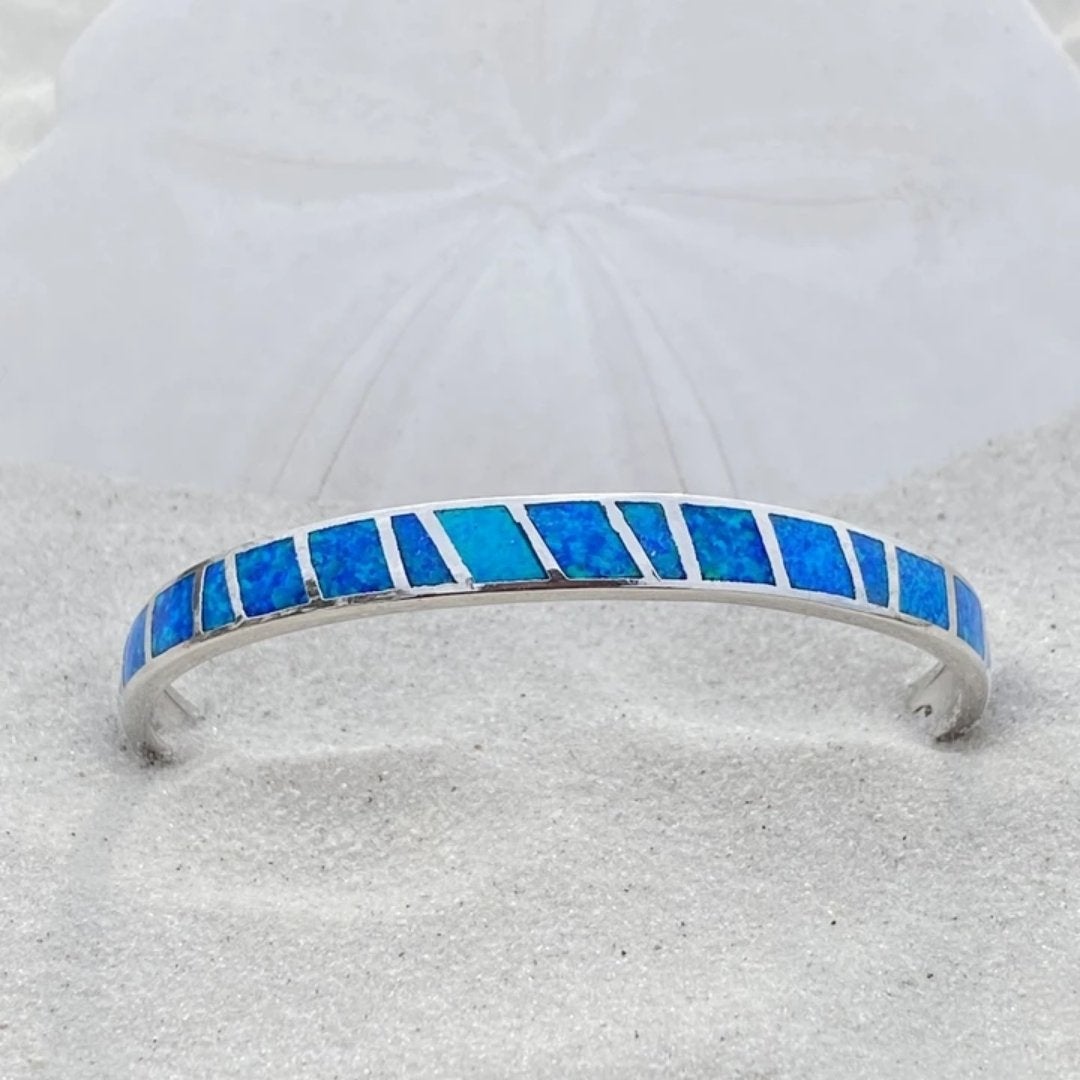 Blue and Silver Opal Bracelet - Isola-Nora Luxe
