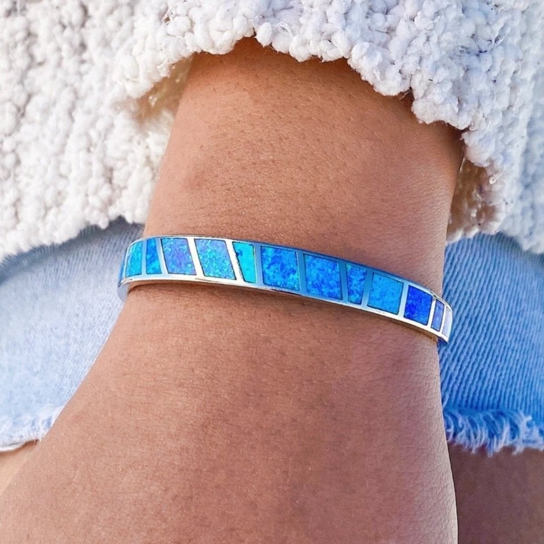 Blue and Silver Opal Bracelet - Isola-Nora Luxe