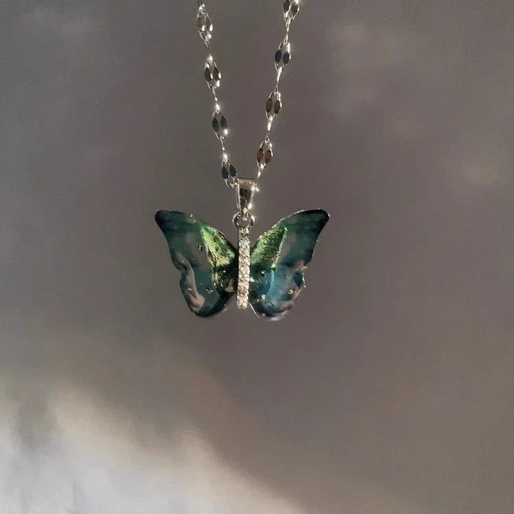 Blue Butterfly Necklace - Elina-Nora Luxe