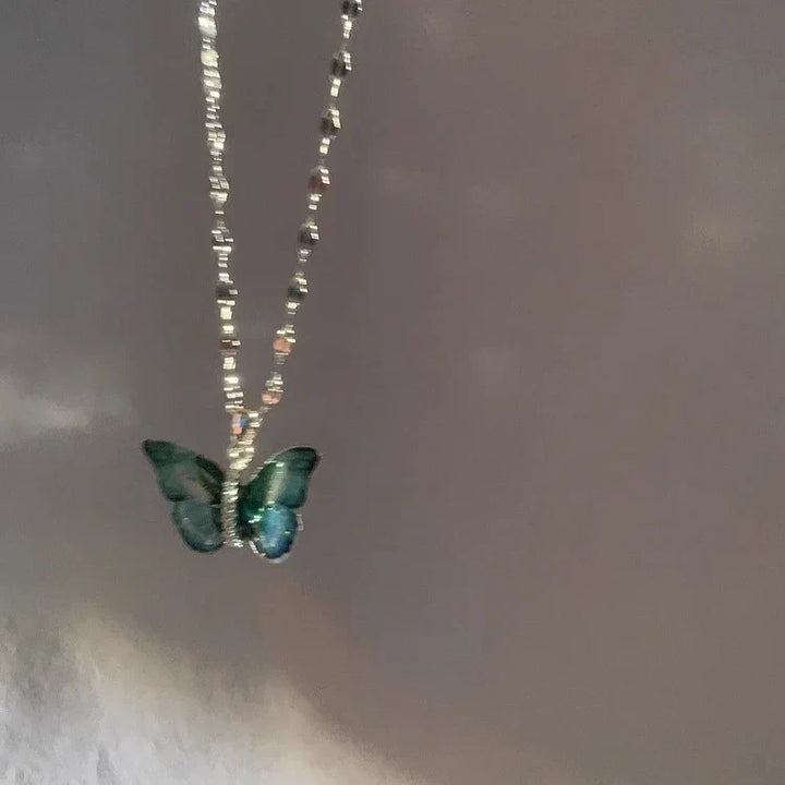 Blue Butterfly Necklace - Elina-Nora Luxe