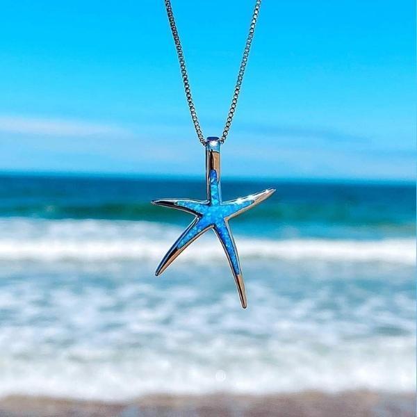 Blue Opal Starfish Necklace - Maris-Nora Luxe