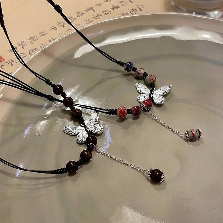 Butterfly and Pearl Necklace - Aurora-Colored-Nora Luxe