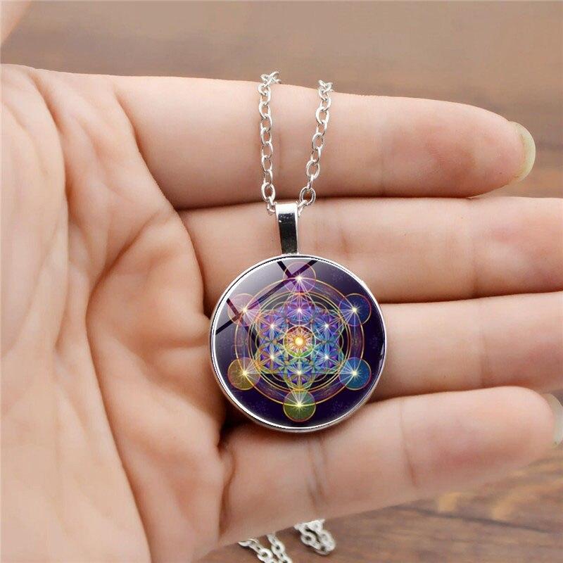 Chakra Pendant with Metatron's Cube - Solantra-Gold-The Livary