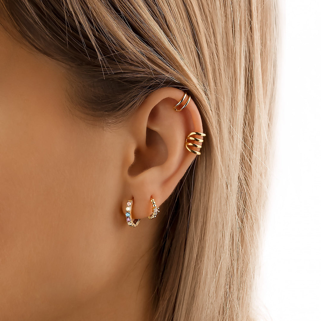 Colourful Zirconia Earrings - Aureline-Gold-Nora Luxe