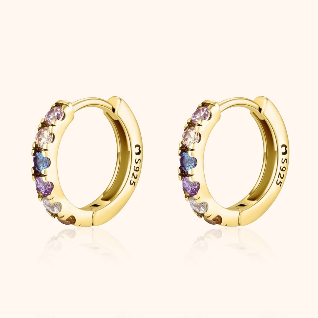 Colourful Zirconia Earrings - Aureline-Gold-Nora Luxe