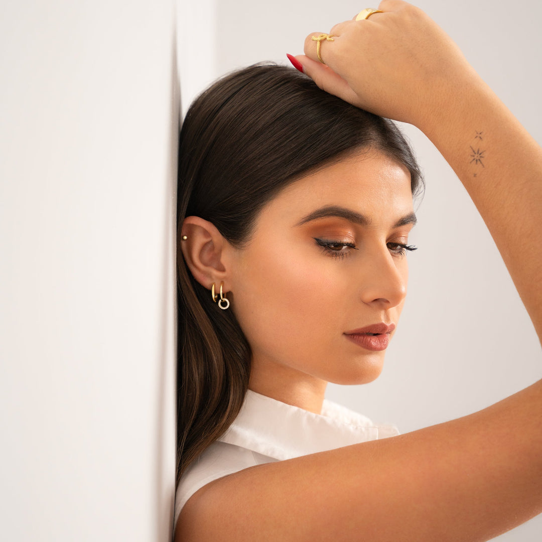 Connected Hoop Earrings - Nerida-Silver-Nora Luxe