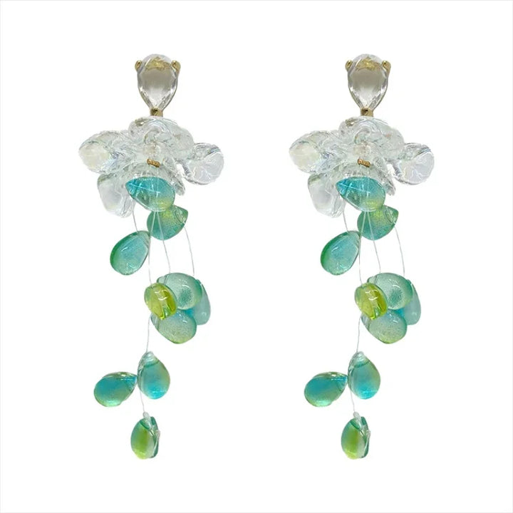 Crystal Flower Tassel Earrings - Sophia-Nora Luxe