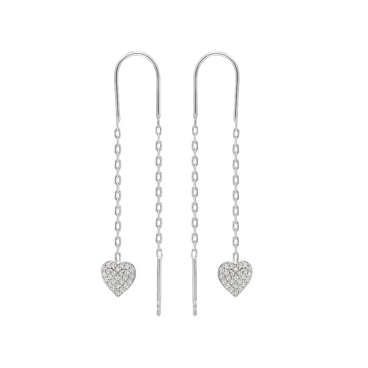 Double Heart Necklace Earrings - Valencia-Silver-Nora Luxe