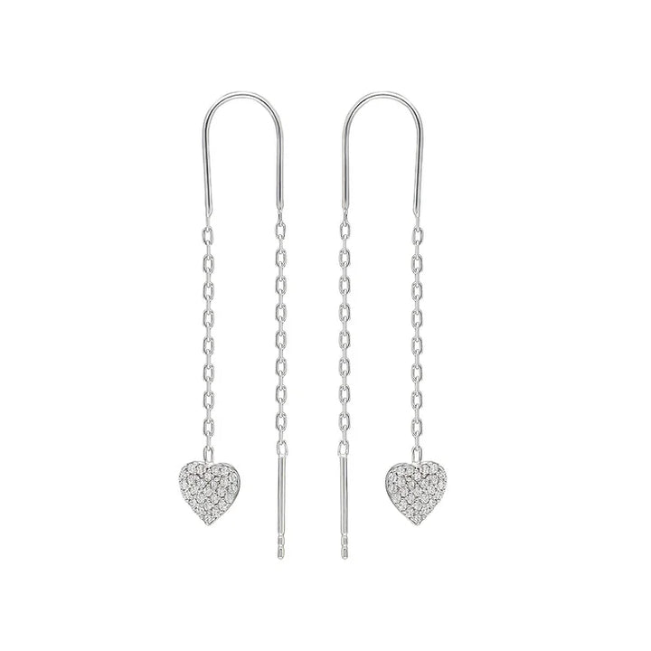 Double Heart Necklace Earrings - Valencia-Silver-Nora Luxe