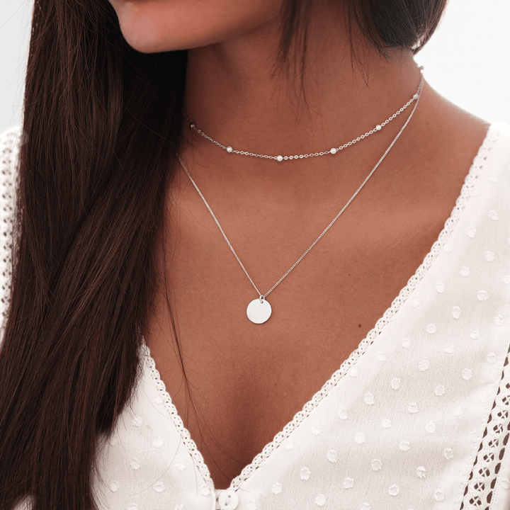 Double Medallion Necklace - Amélie-Silver-Nora Luxe