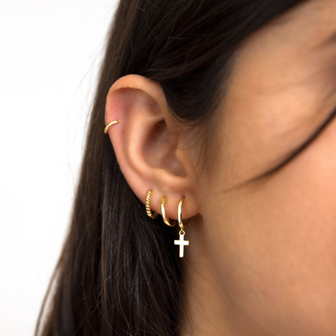 Earrings with Cross Pendant - Aurelia-Gold-Nora Luxe