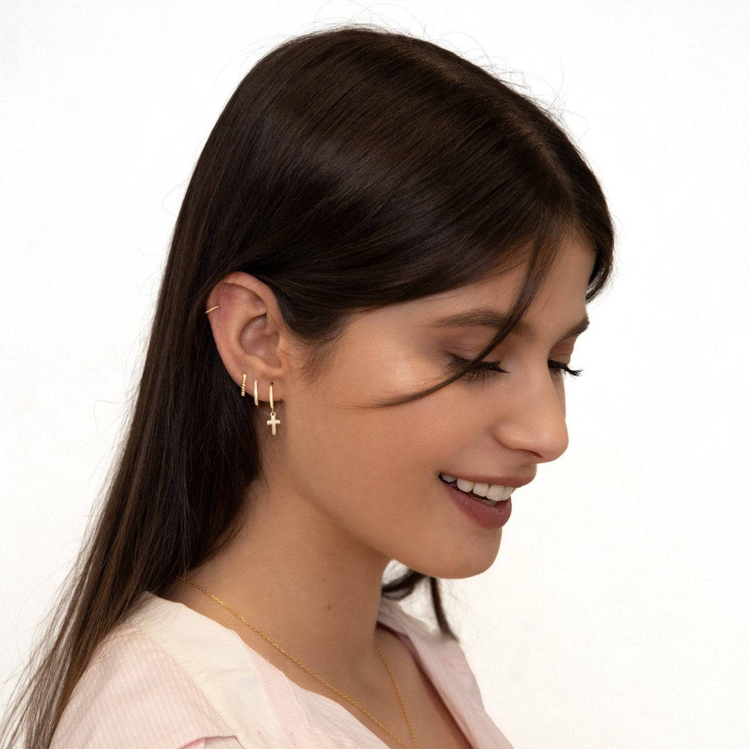 Earrings with Cross Pendant - Aurelia-Gold-Nora Luxe