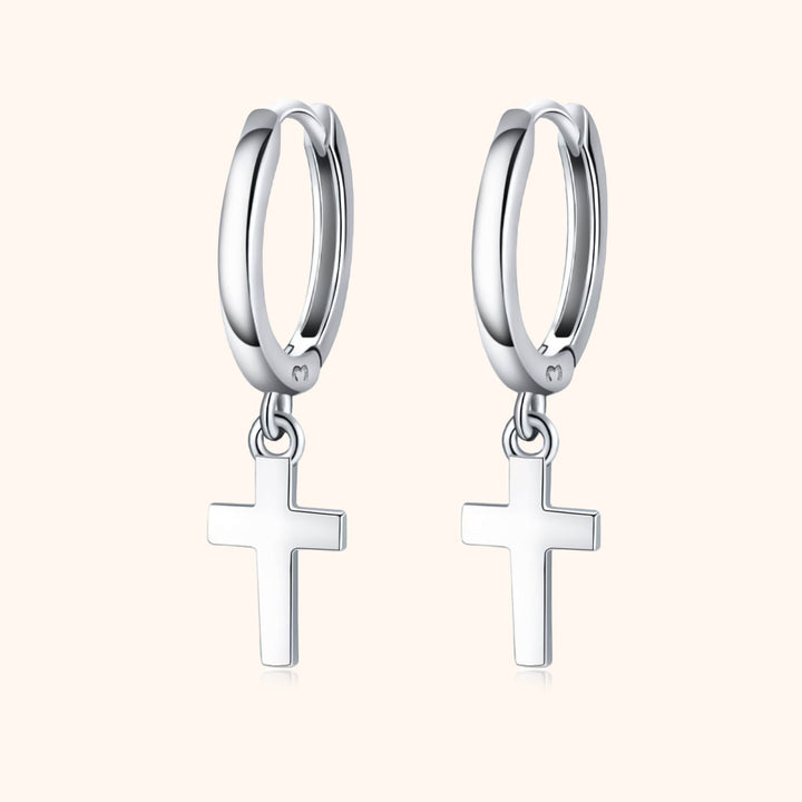 Earrings with Cross Pendant - Aurelia-Silver-Nora Luxe