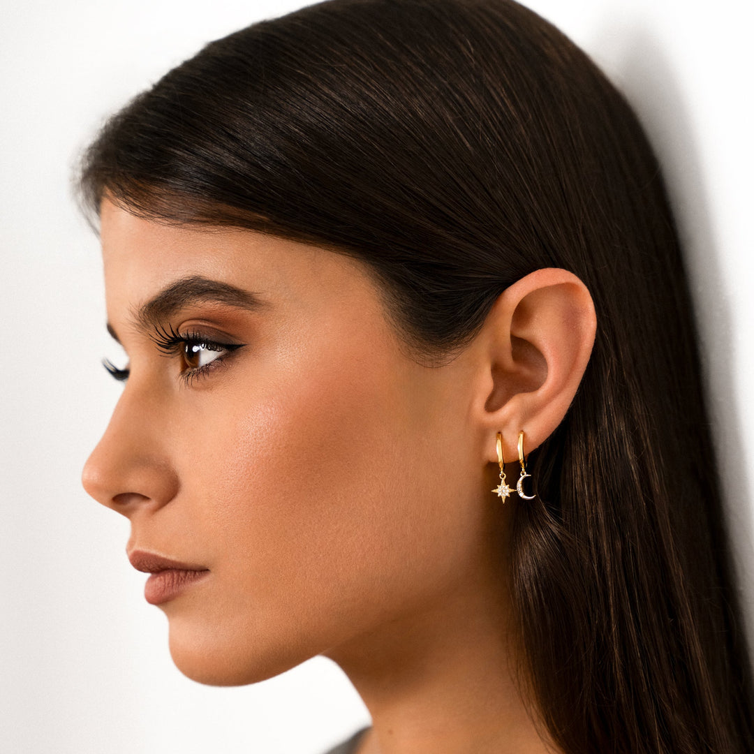 Earrings with Moon and Star - Cosmica-Gold-Nora Luxe