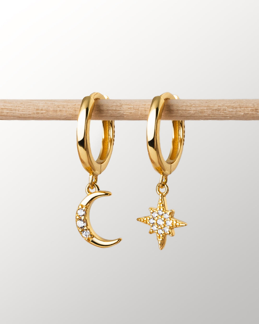 Earrings with Moon and Star - Cosmica-Gold-Nora Luxe