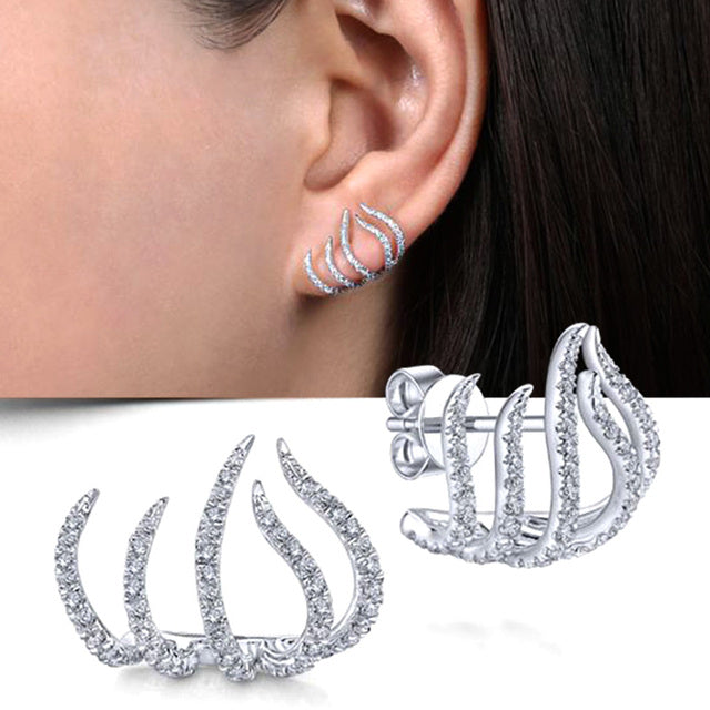 Elegant Claw Earrings | Stylish Women's Jewellery-Silver-Nora Luxe