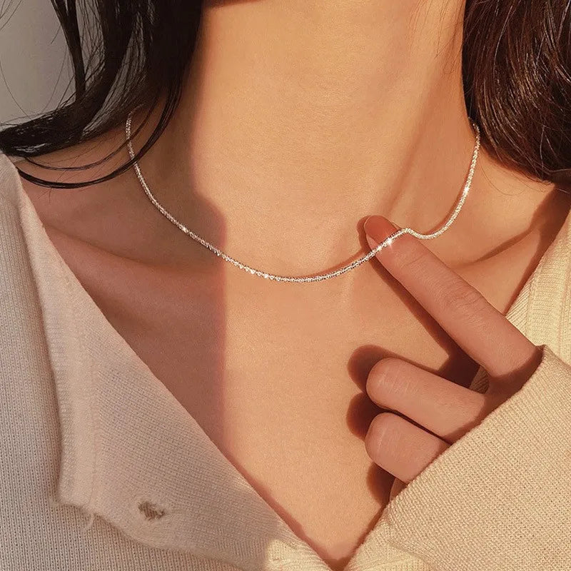 Elegant Collarbone Necklace | Silver Choker Necklace-Nora Luxe