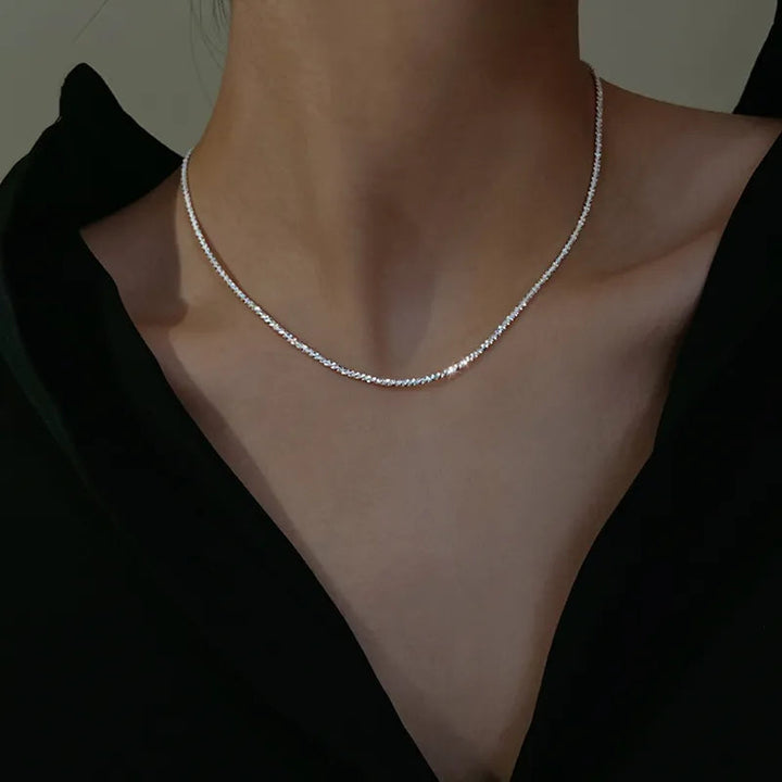 Elegant Collarbone Necklace | Silver Choker Necklace-Nora Luxe