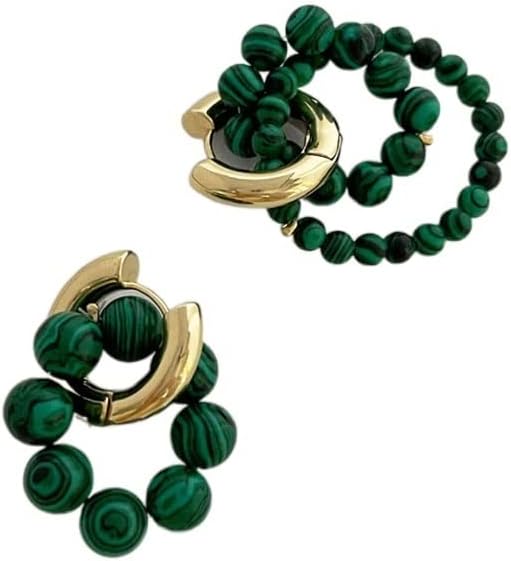 Elegant Green Pearl Stud Earrings-MULTI-LAYER BEADS-Nora Luxe