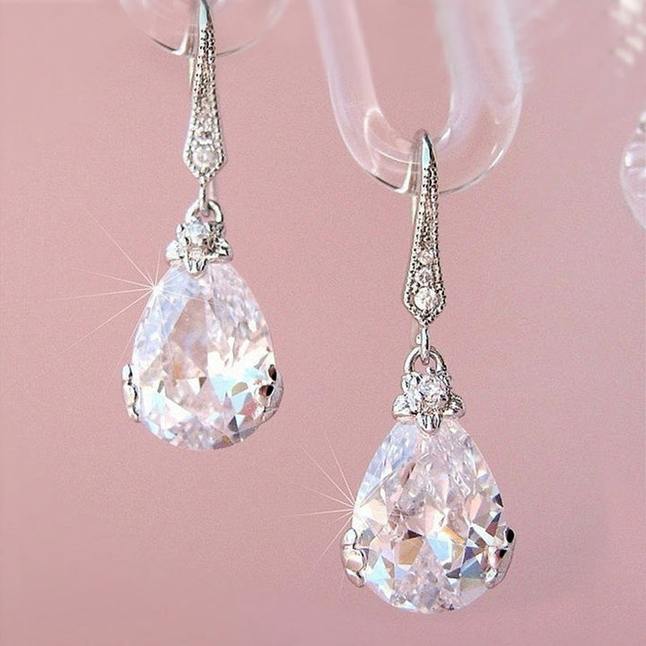 Elegant Pear-Shaped Drop Earrings | Timeless Design for Every Occasion-Crystal Clear-White-Nora Luxe