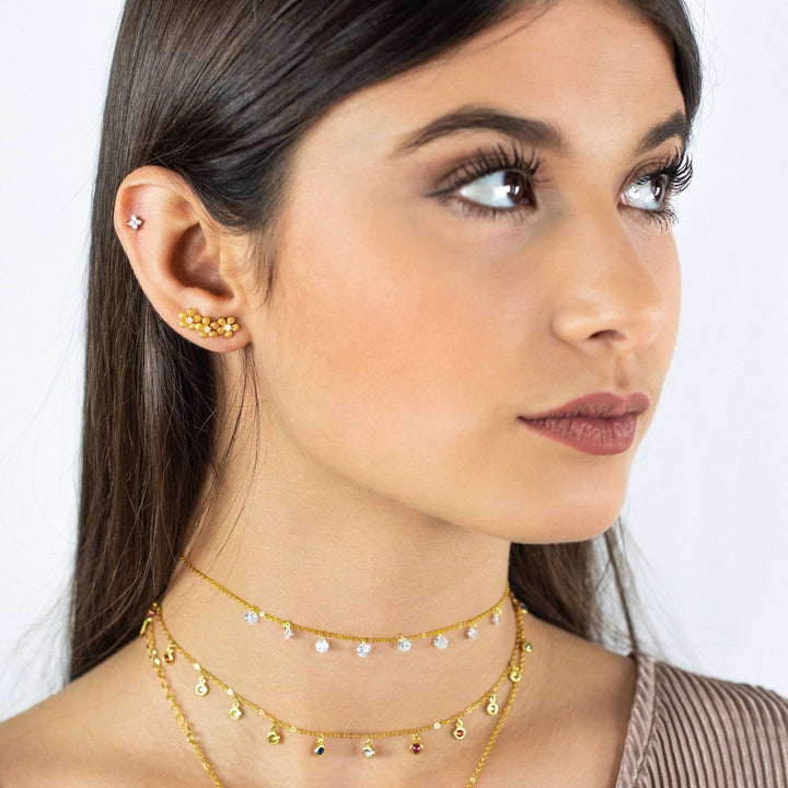 Flower-shaped Zirconia Earrings - Elise-Nora Luxe