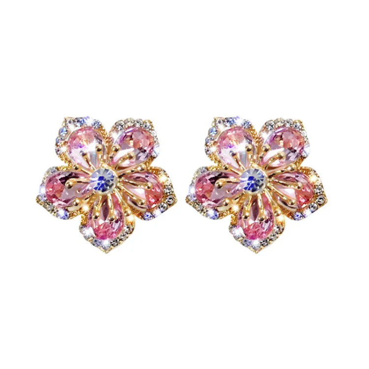 Flower-shaped Zirconia Earrings - Flora-Nora Luxe