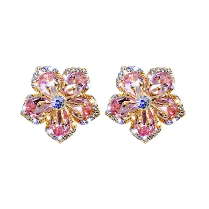 Flower-shaped Zirconia Earrings - Flora-Nora Luxe