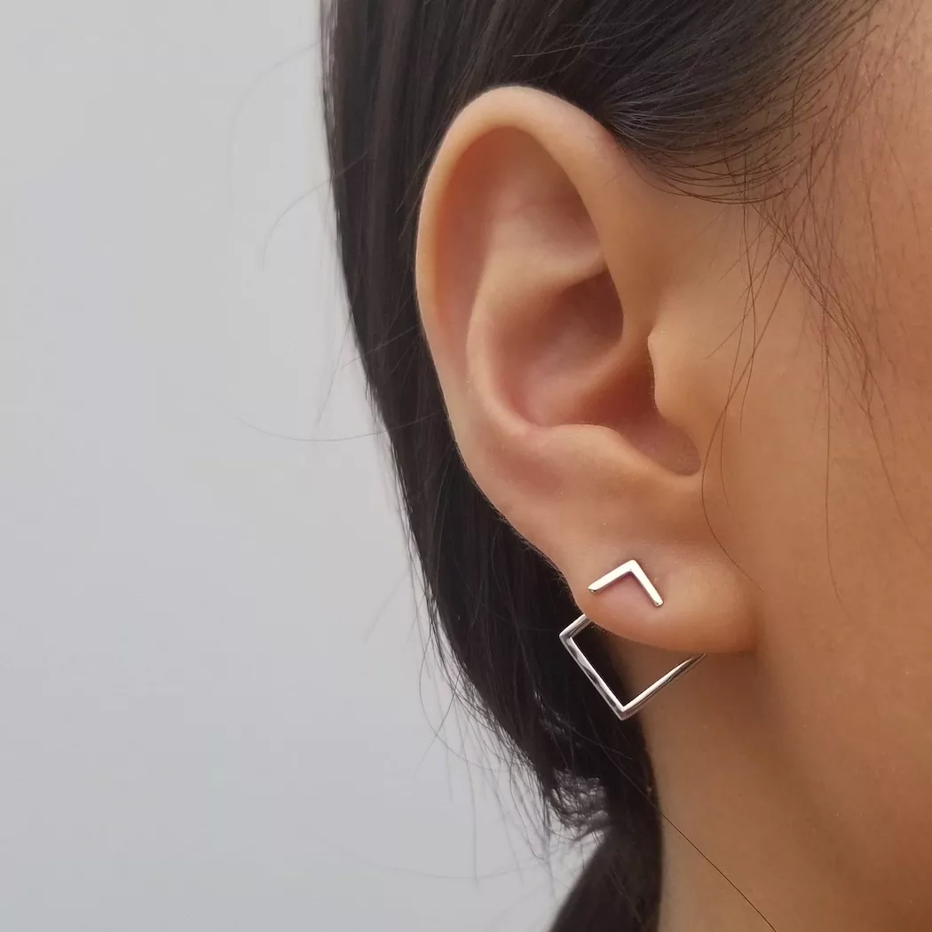 Geometric Silver Earrings - Celestia-Nora Luxe