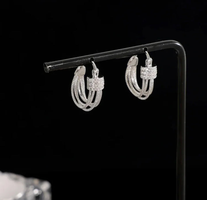 Geometric Stud Earrings - Aria-Silver-Nora Luxe