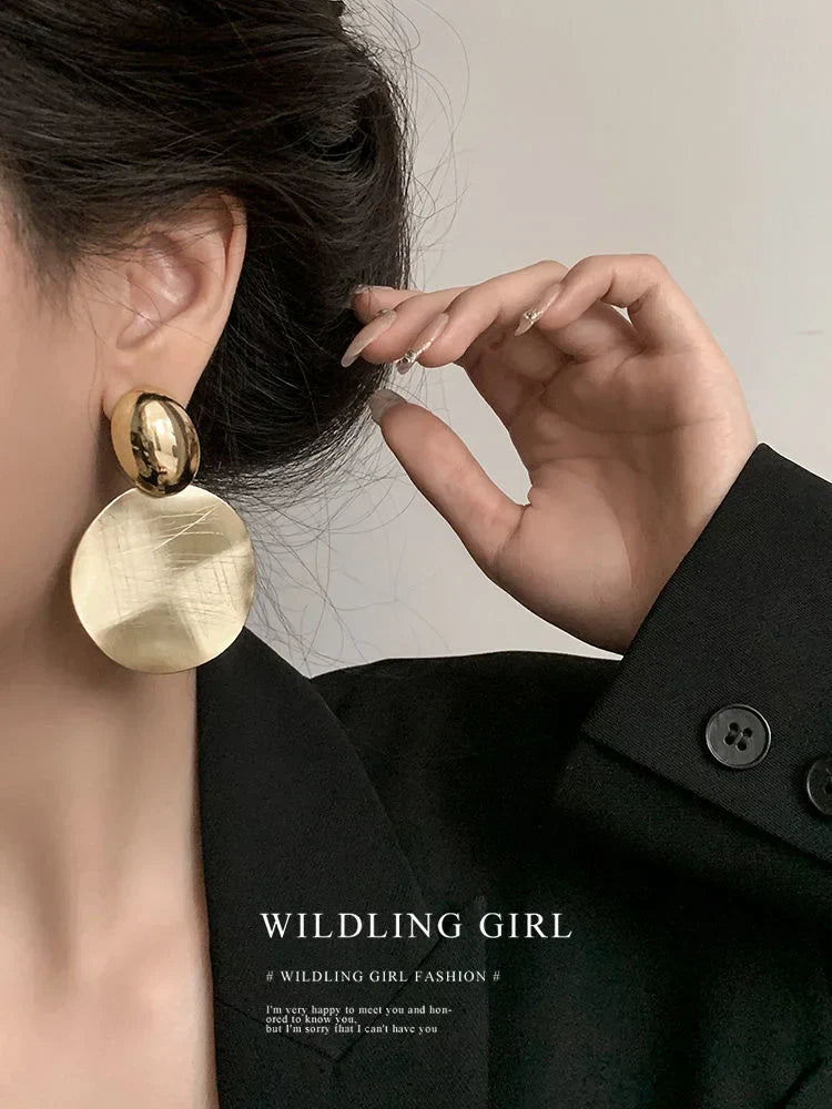 Gold Earrings with Round Pendants - Amaya-Nora Luxe