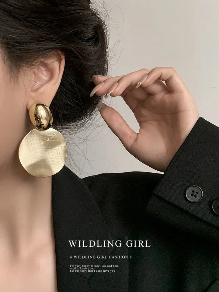 Gold Earrings with Round Pendants - Amaya-Nora Luxe