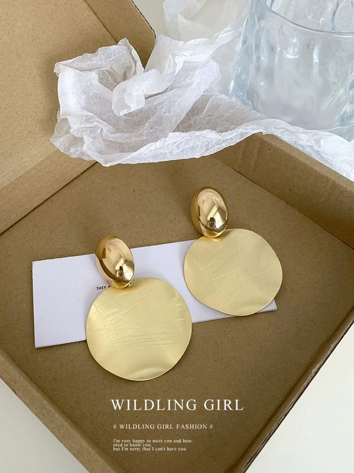 Gold Earrings with Round Pendants - Amaya-Nora Luxe