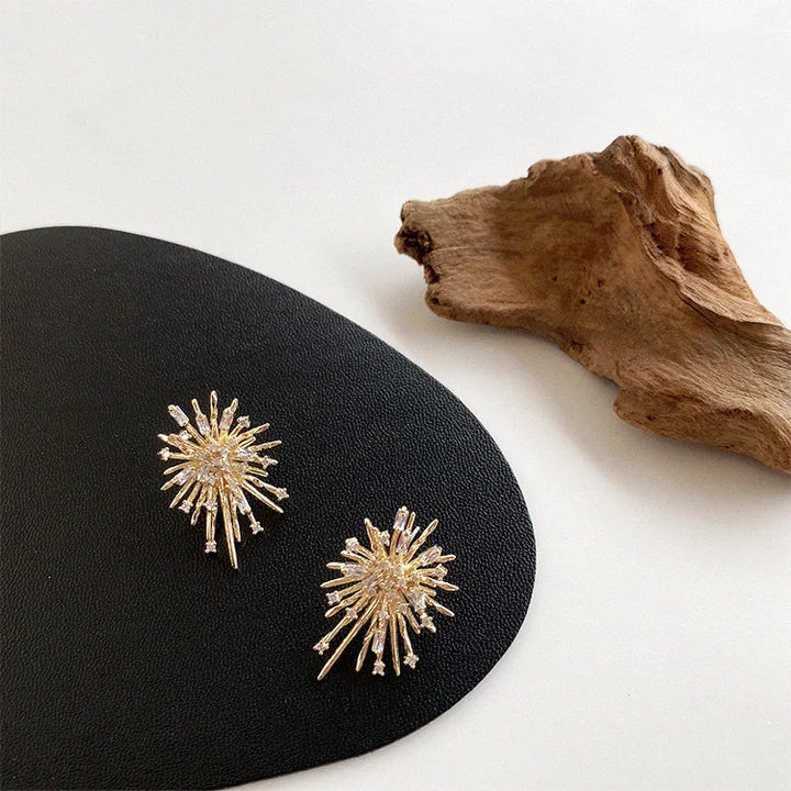 Gold Firework Zirconia Earrings - Livia-Nora Luxe