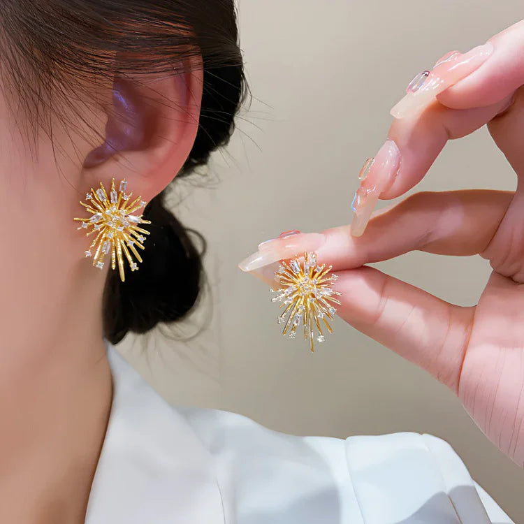 Gold Firework Zirconia Earrings - Livia-Nora Luxe